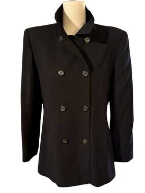 Lauren Ralph Lauren Black Blazer Double Breasted Wool Blend